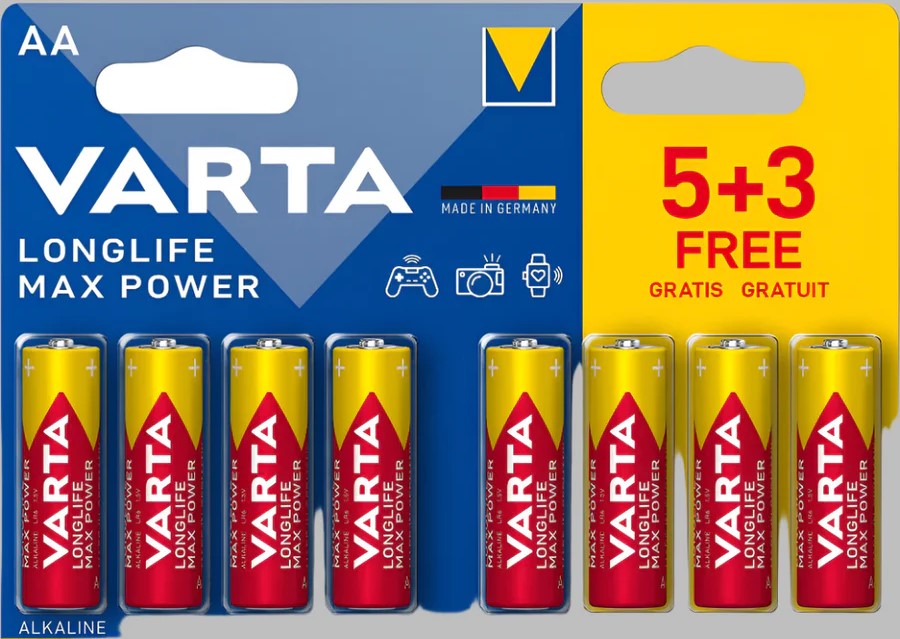 Varta Longlife Max Power Alkaline AAA 8 Pc Batteries