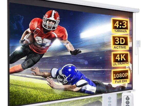 HTPNEO 120 Inch Electronic Projector Screen with Remote