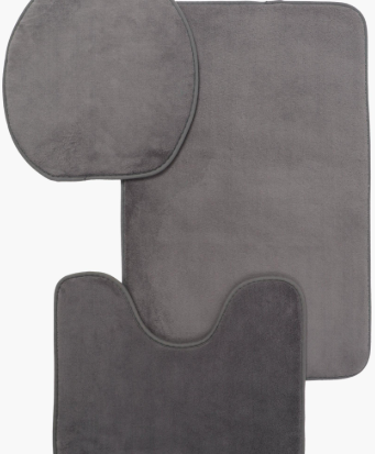 Casey 3 Piece Bathroom Mat Set Dark Grey