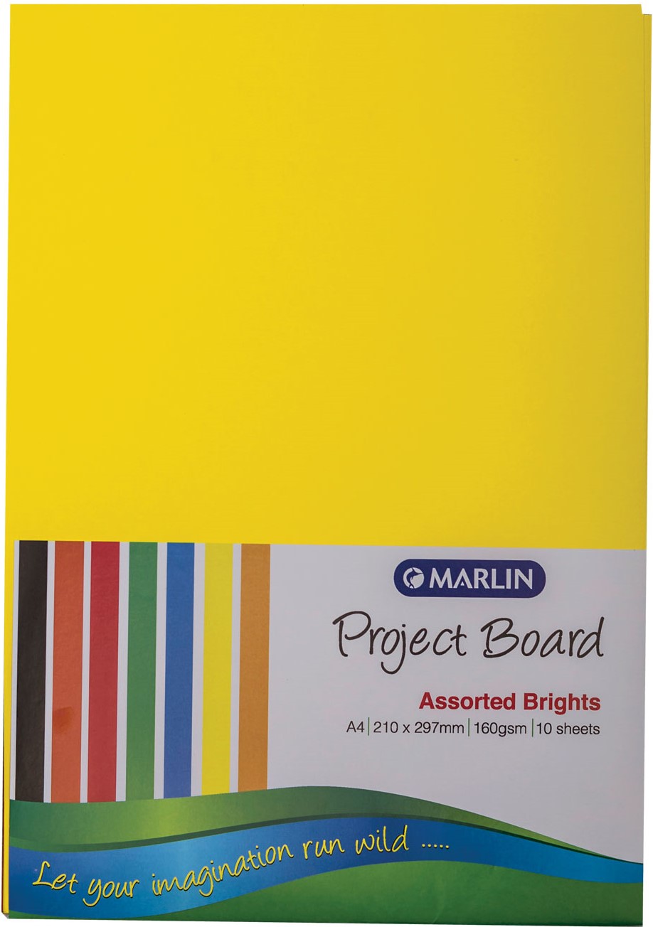 Marlin A4 160gsm 10 Sheets Project Board Assorted Brights