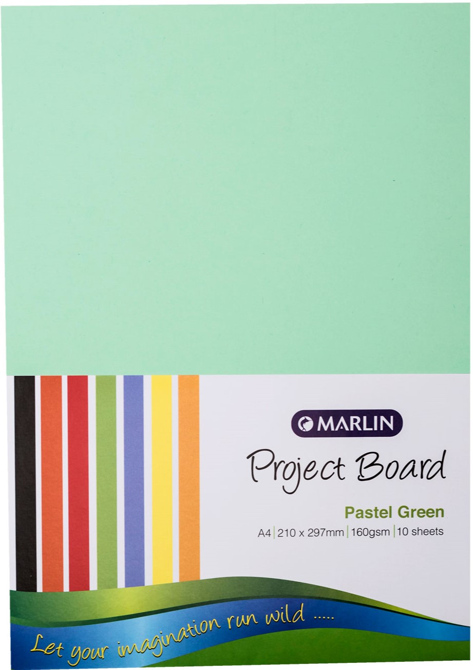 Marlin A4 160gsm 10 Sheets Project Board Pastel Green