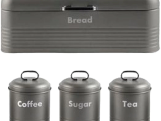 Totally 4 Piece Breadbin And Canister Set Grey